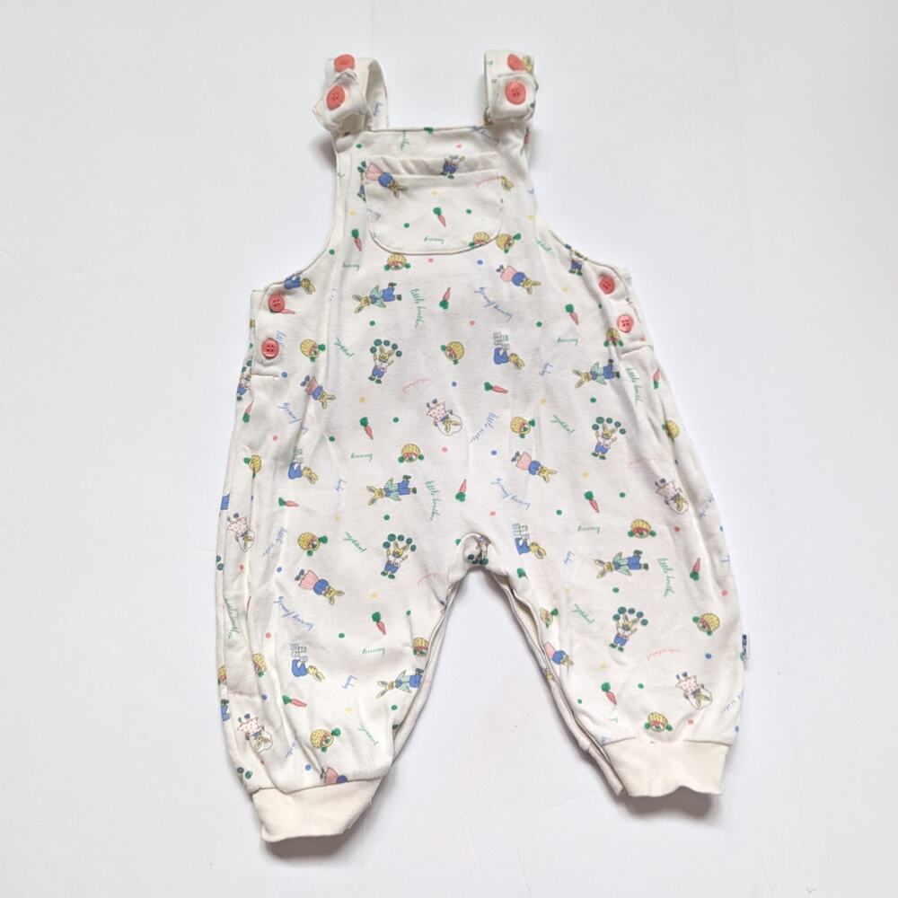 Vtg Baby N Overalls Baby Girls Sz 12m Cream Bunny Cute 90s Garden